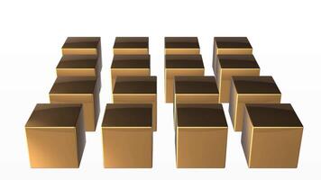 3D golden cube animation one to many and many to one CG motion graphic video