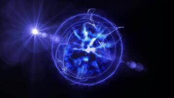 Mesmerizing abstraction. Bright blue sphere of cosmic abstraction with mesmerizing glow. video