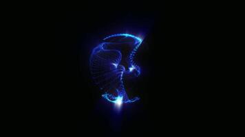 Blue sphere made of sparkling neon wavy lines. video