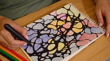 Creative abstract art in sketchpad with bold colors and patterns video