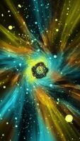 Another universe. Streams of multi-colored cosmic matter are absorbed by a black hole. video