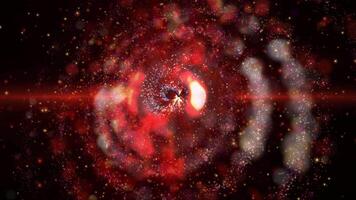 A massive, three-dimensional galaxy. A bright spiral galaxy smoothly changes perspective, emitting spectacular waves into space. video