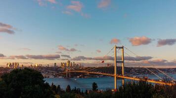 Istanbul timelapse . Day to night Istanbul view with Bosphorus Bridge and skyscrapers. video