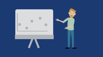 A man is standing next to a whiteboard with dots on it video