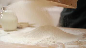 A person sprinkling flour on a table video
