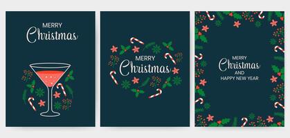 Merry Christmas and Happy New Year minimalist design vector