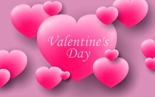 3d Hearts Floating in the background. vector