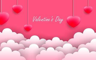 Paper Hearts Floating in the background. Valentine's Day vector