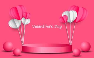 Valentine's day background with product display and Heart Shaped Balloons. vector