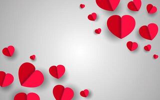 Red heart paper border frame with background. vector