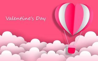 illustration of love and valentines day with heart balloons floating in the sky. vector