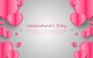 paper heart style valentines day card vector