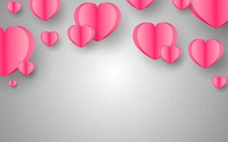 Valentines day greeting banner in paper cut realistic style. vector