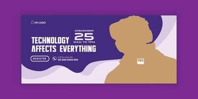 Horizontal banner for Metaverse virtual reality technology workshop social media cover banner template vector