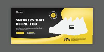 New Shoes Collection Social Media Cover Template and Men's Sneakers Online Marketing Banner Design vector