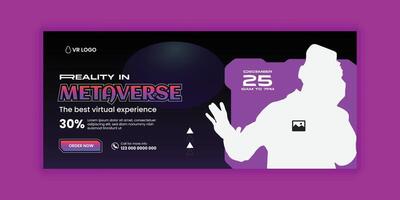 Metaverse virtual reality technology workshop web design template vector