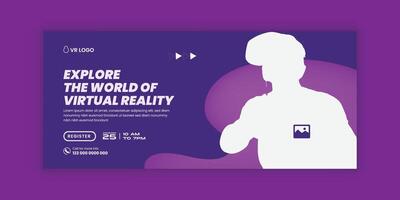 Virtual reality headset sale online banner design template, Future technology web banner template vector
