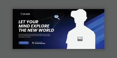 Virtual reality game workshop social media cover banner design template or web banner design vector