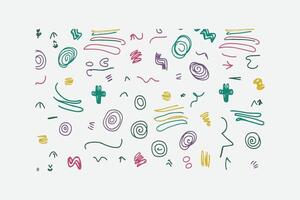 Hand sketch fun doodle sketch colorful shapes and lines set, easily editable. vector