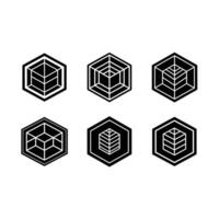 Hexagonal Hive Icon - and Linocut Silhouette Design vector
