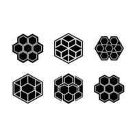 Honeycomb Slice Icon - and Linocut Silhouette Design vector