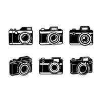 Camera Icon and Linocut Silhouette Design vector