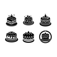 Cake Icon and Linocut Silhouette Design vector