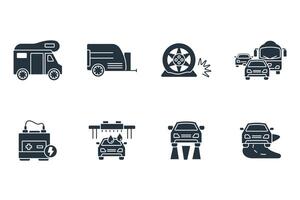 Automotive icon set . Automotive pack elements for infographic web. with trend color vector