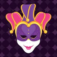 Jester mask with colored details for carnival vector