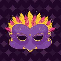 Carnival mask with feathers and swirl design vector