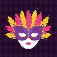 Decorative mask with feathers for carnival vector