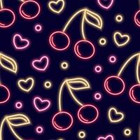 Neon seamless pattern with romantic Valentines Day themed icons. vector