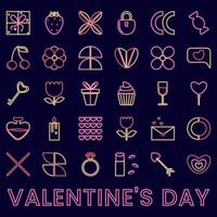 Set of icons on the theme of Valentines day. vector
