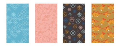 Set of vertical celebrating Christmas and New Year backgrounds with doodle elements. vector