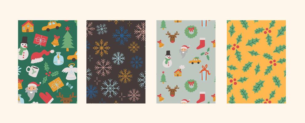 Set of celebrating Christmas and New Year postcards in . Templates for backdrop background poster postcards social media cover