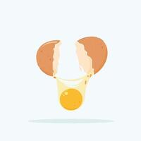 Raw chicken eggs on isolated background. breaking egg with falling contents for posters and web icons vector