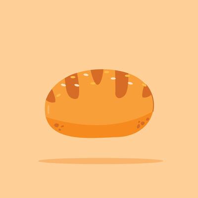 Plain roll toast. Homemade round wheat bread, for posters and web icons