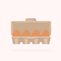 Raw chicken eggs in a box on an isolated background. protein and natural supplements, for posters and web icons vector