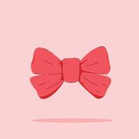 red ribbon butterfly minimalist on isolated background. decorative and fashion ornament, for poster and web icon vector