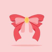 red ribbon butterfly stacked with gold decoration on isolated background. decorative and fashion ornament, for poster and web icon vector