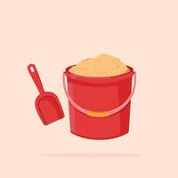 plastic bucket and shovel filled with beach sand, suitable for posters and web icons vector