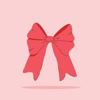 red ribbon with ties and tails on isolated background. decorative and fashion ornament, for posters and web icons vector