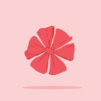 red ribbon with 6 tails on isolated background. decorative and fashion ornament, for poster and web icon vector