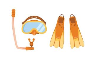 diving mask with breathing apparatus and flippers, tool for swimming, suitable for posters and web icons vector