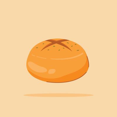 set of pieces of Rolled bread and whole. Homemade round wheat bread, for posters and web icons