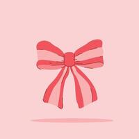 red ribbon with pattern lines on isolated background. decorative and fashion ornament, for poster and web icon vector