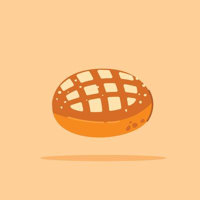 Toast with white sugar. Round whole wheat bread for breakfast, for posters and web icons