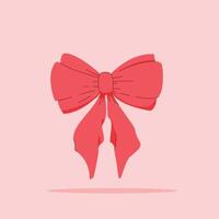 red ribbon with 2 tails on isolated background. decorative and fashion ornament, for poster and web icon vector