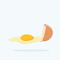 Raw chicken egg on isolated background. Broken egg with spilled yolk, for poster and web icon vector