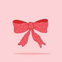 red ribbon butterfly polka dots on isolated background. decorative and fashion ornament, for poster and web icon vector